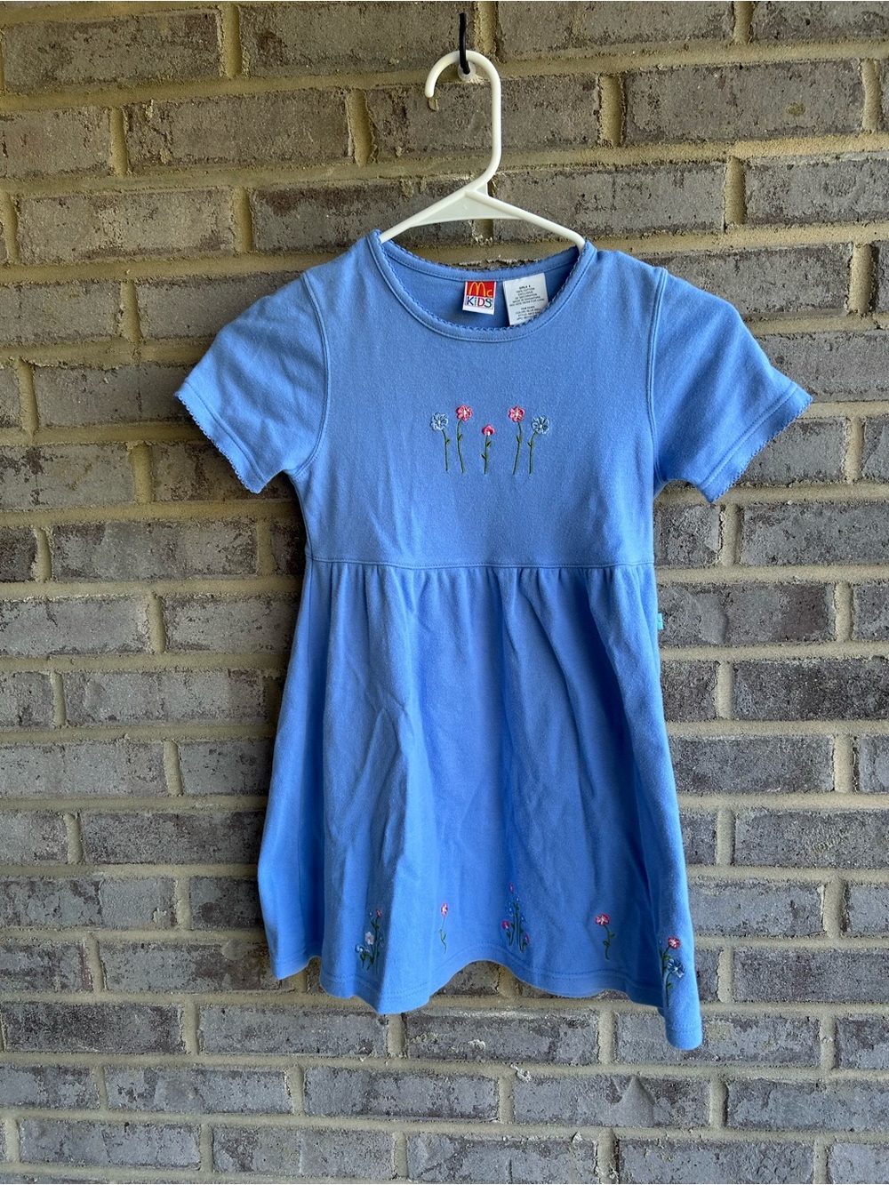 Nostalgic Vintage 90s McKids McDonalds Periwinkle Blue Embroidered Flower Dress